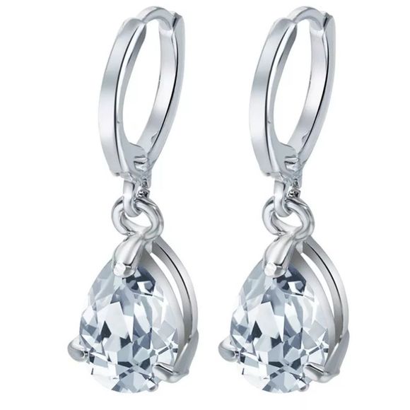 CZ Jewelry - CZ DROP EARRINGS HOOP HUGGIE DANGLE FORMAL PEAR SHAPE